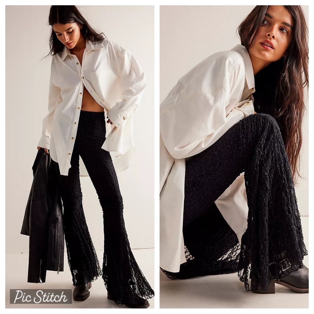 Free People Georgina Mesh Flare Pants NWT